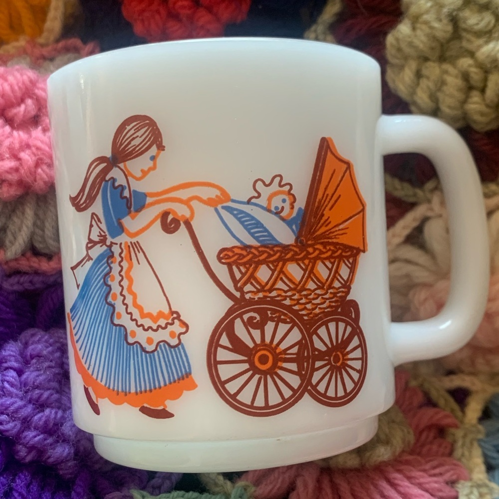 Vintage Glasbake Milk Glass Mug Love Is Another Word For Mother MCM EUC